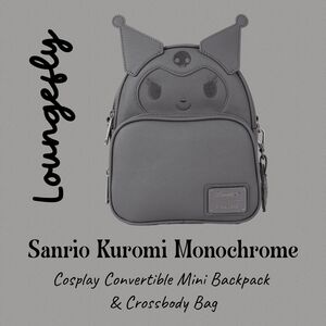 LOUNGEFLY Sanrio Kuromi Monochrome Convertible Mini Backpack & Crossbody Bag